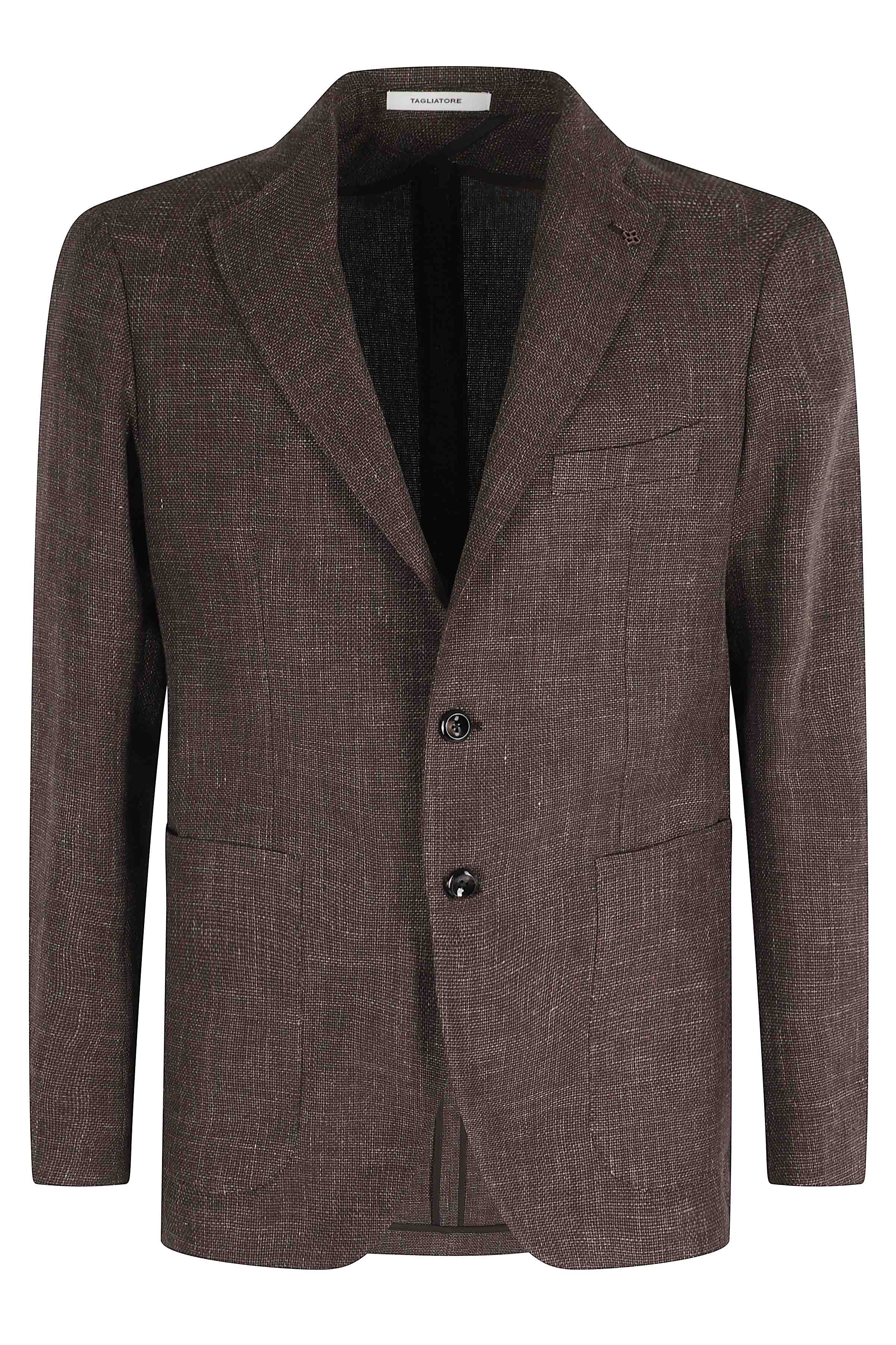 Tagliatore Men's Brown Montecarlo 1 Petto Lino Cotone Effetto Stuoia Blazer