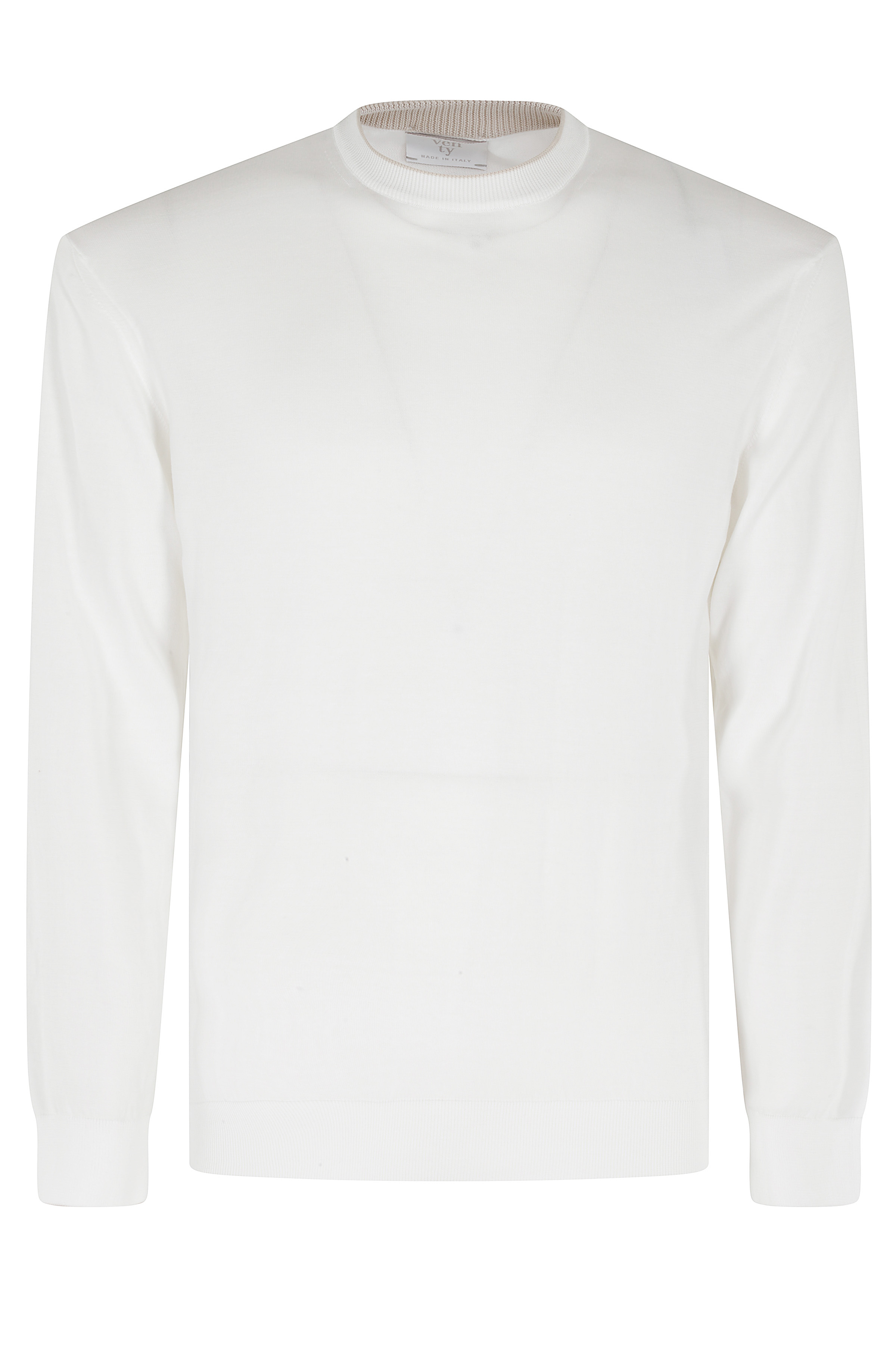 Eleventy Men's White Maglia Girocollo Manica Lunga Cotone