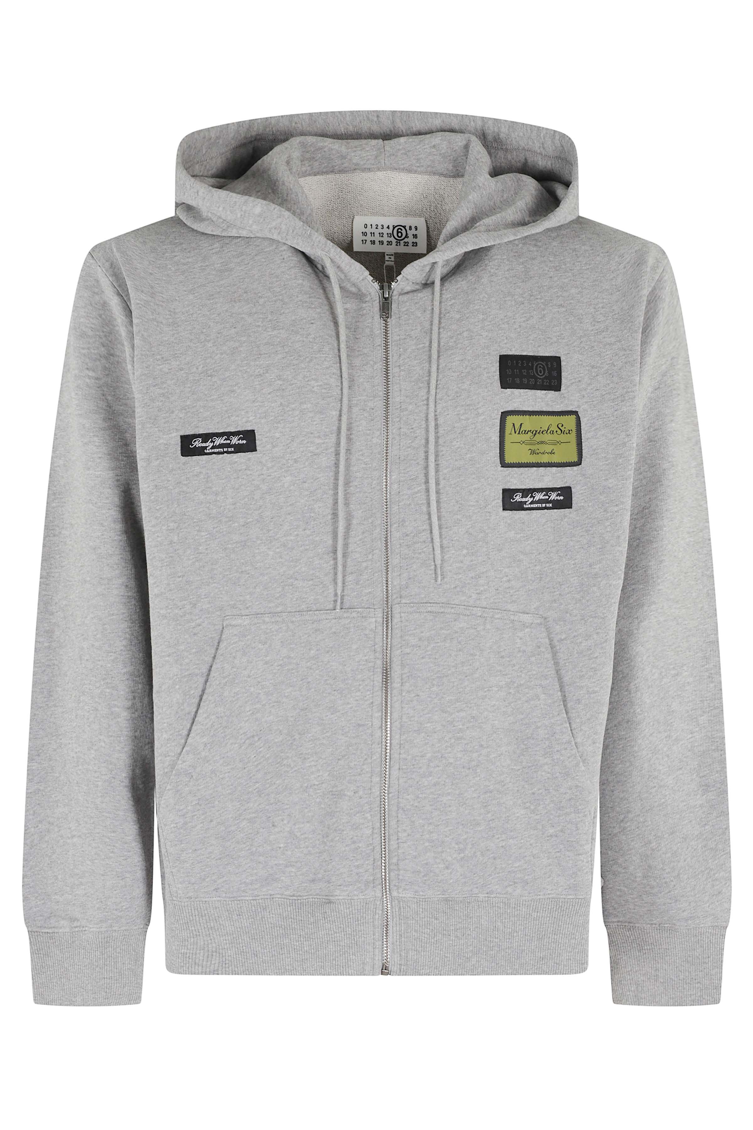 Mm6 Maison Margiela Men's Grey Felpa Con Zip Cotone