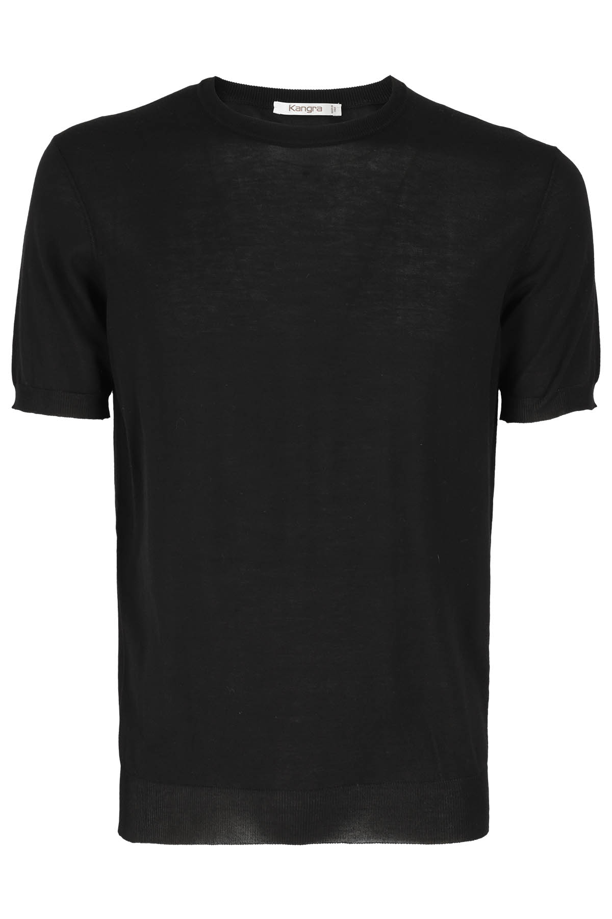Kangra Men's Black Gcollo Mm Cotone 1 Filo Maglia