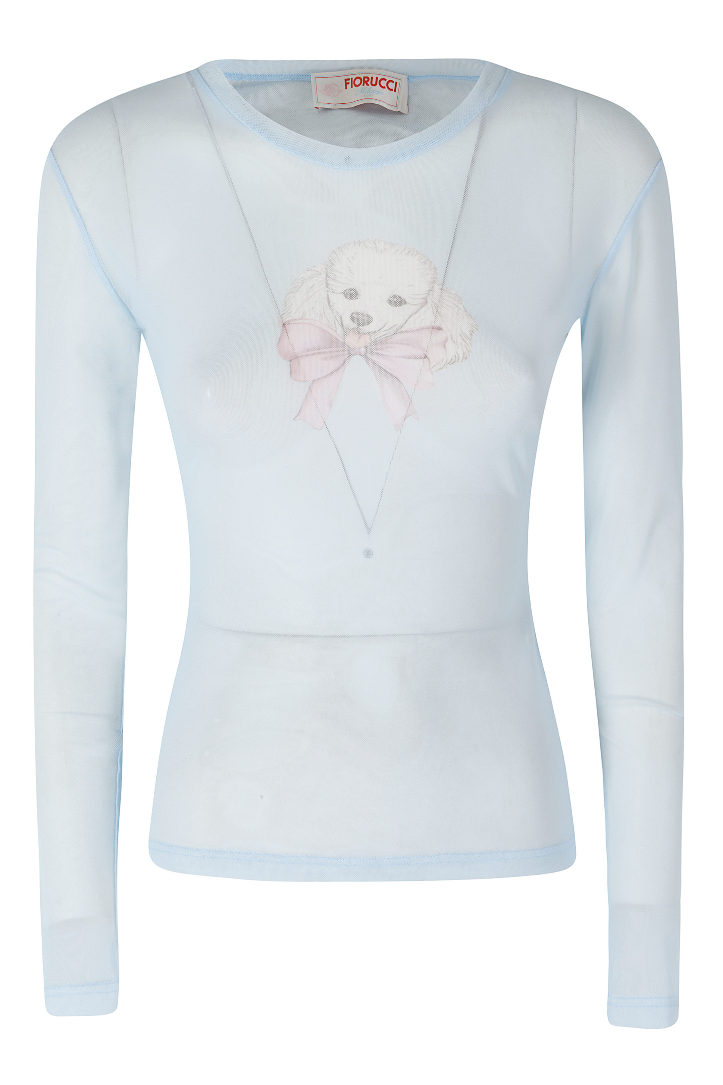 Fiorucci Women's Blue Poodle Tulle Long Sleeve Top Poliammide Elastane