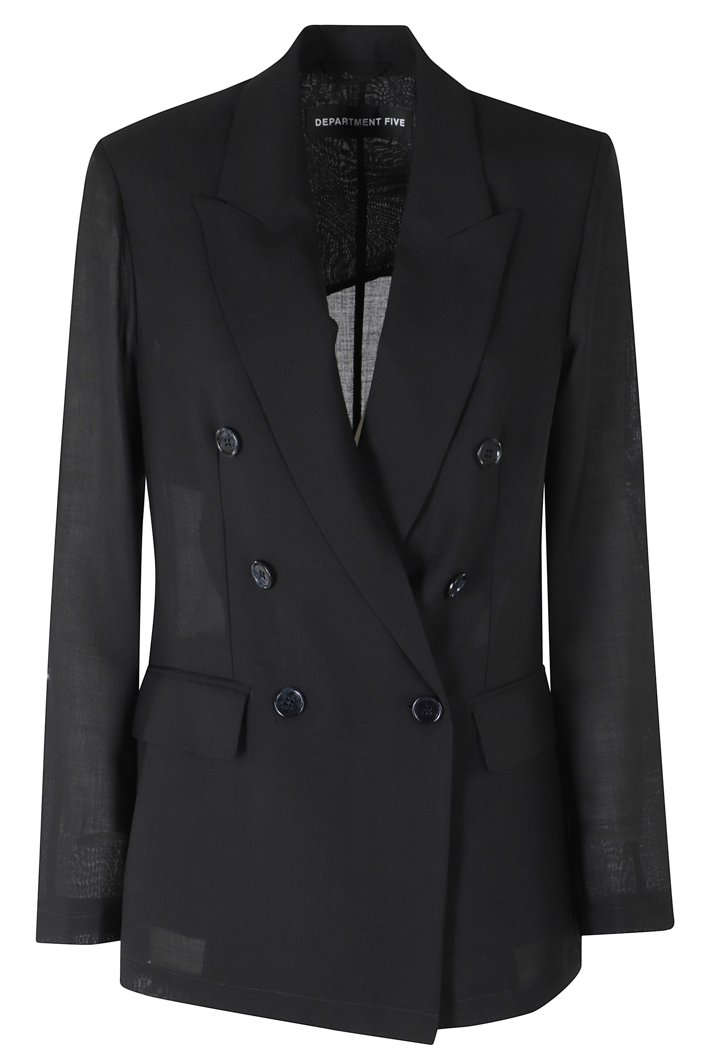 Department5 Women's Black Ari Blazer Doppiopetto Poliestere Lana Vergine Giacca