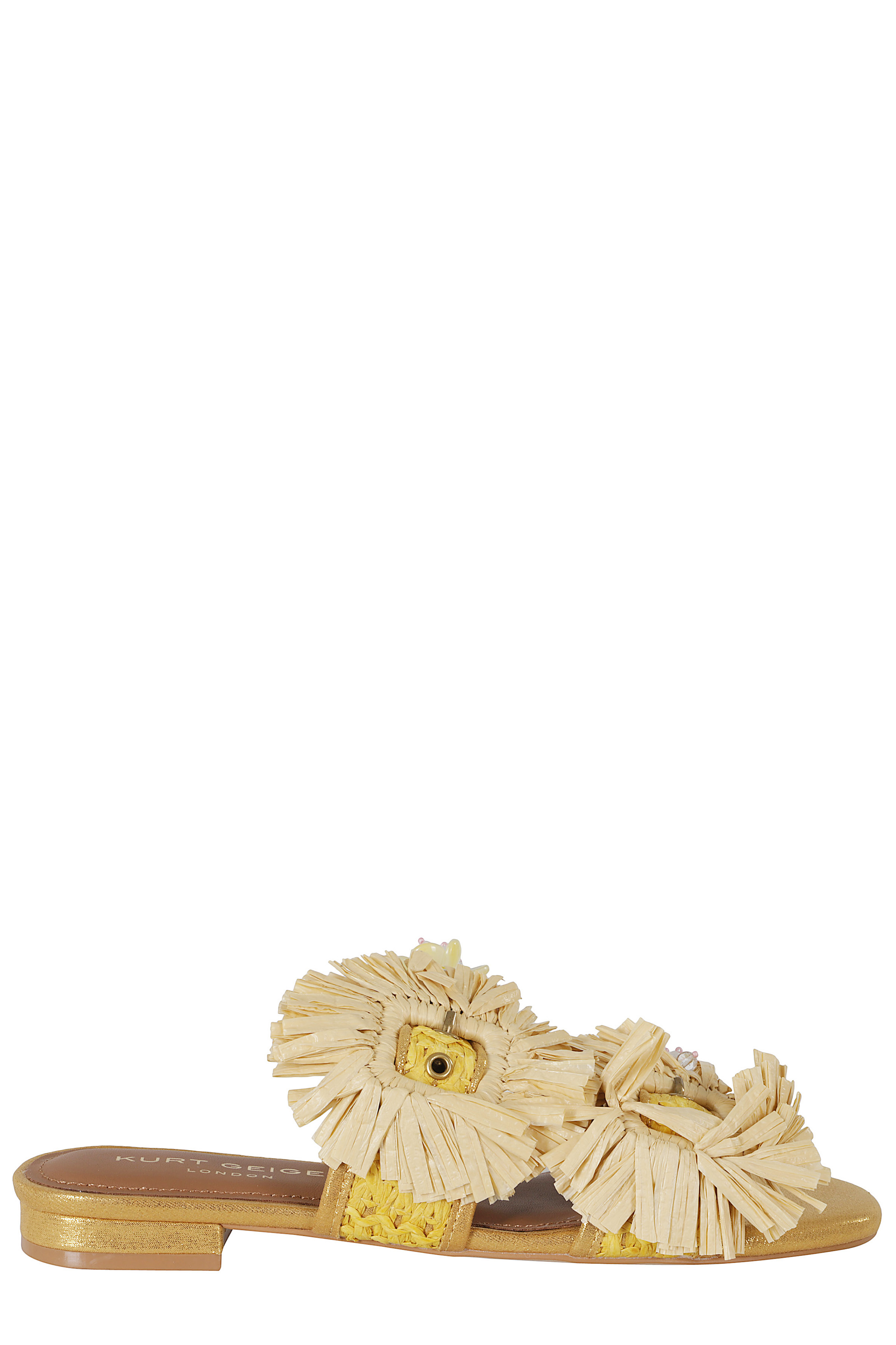 Kurt Geiger Women's Yellow & Orange Raffia Buckle Flat Materiale Sintetico Calzature