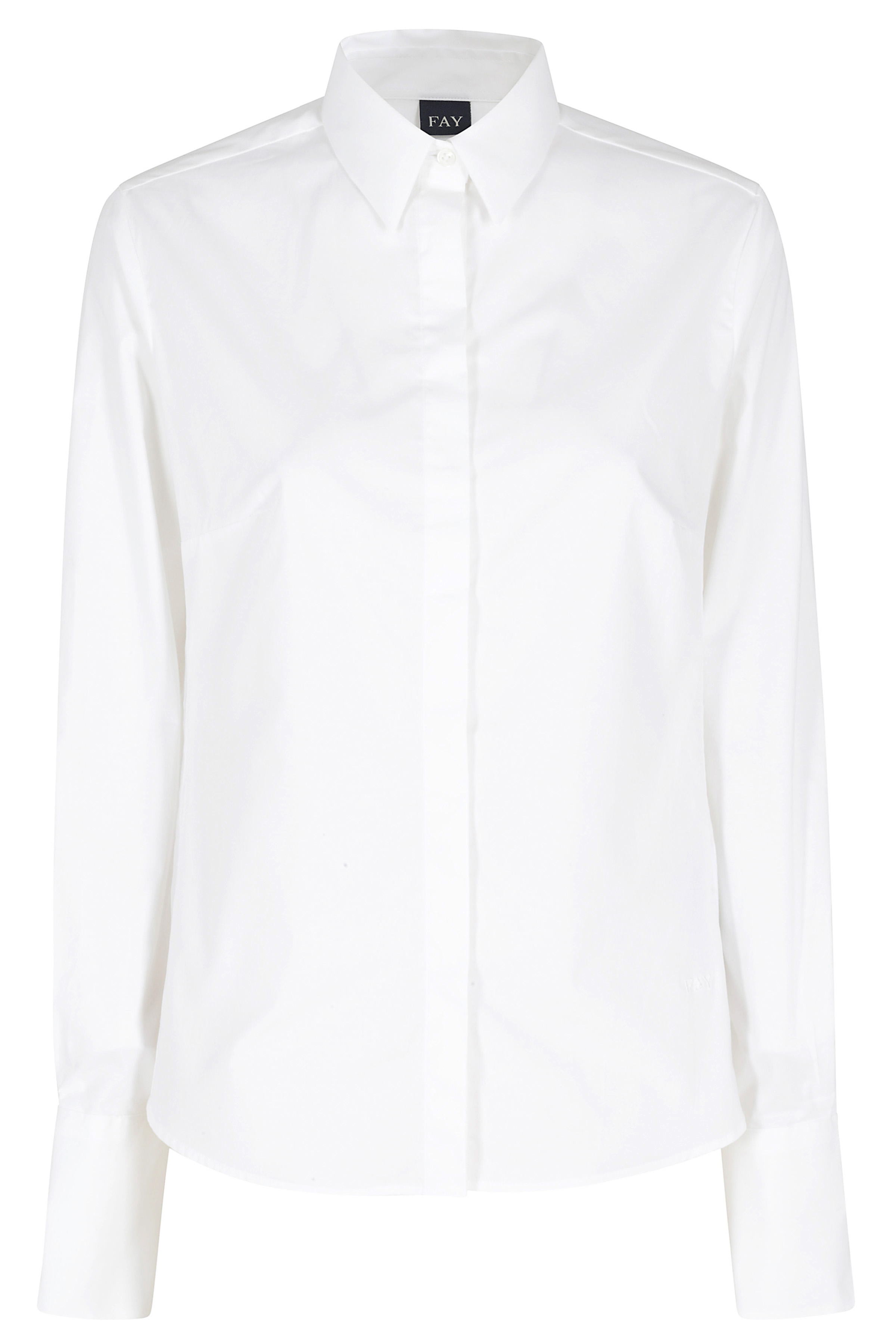 Fay Women's White Camicia Slim Basic Cotone Spandex