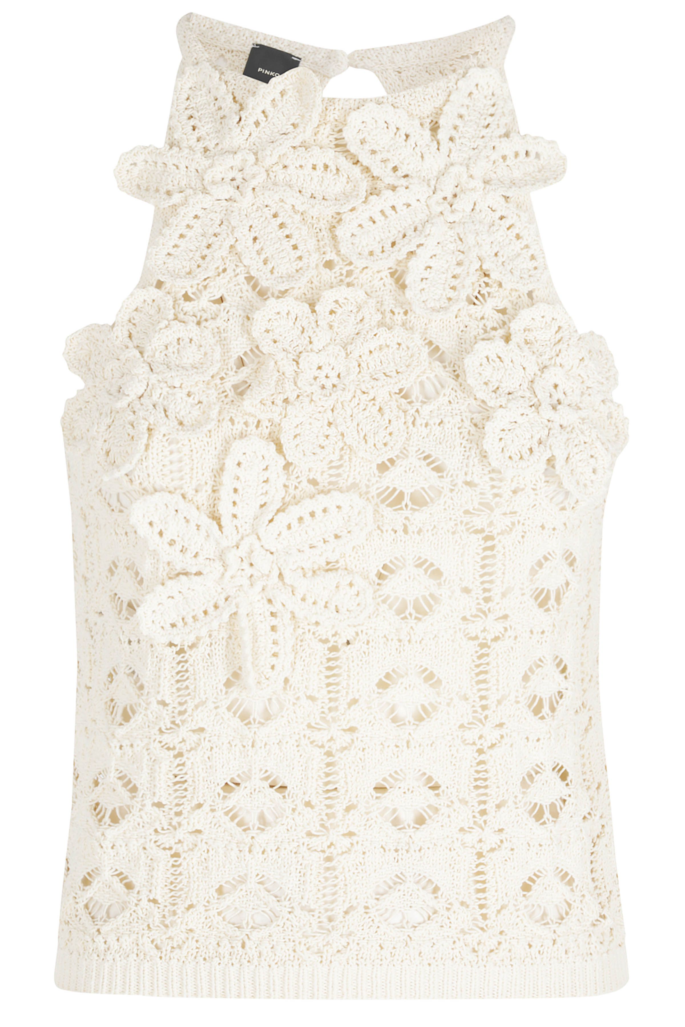 Pinko Women's Nude & Neutrals Nymphaea Top Crochet Cotone Nylon