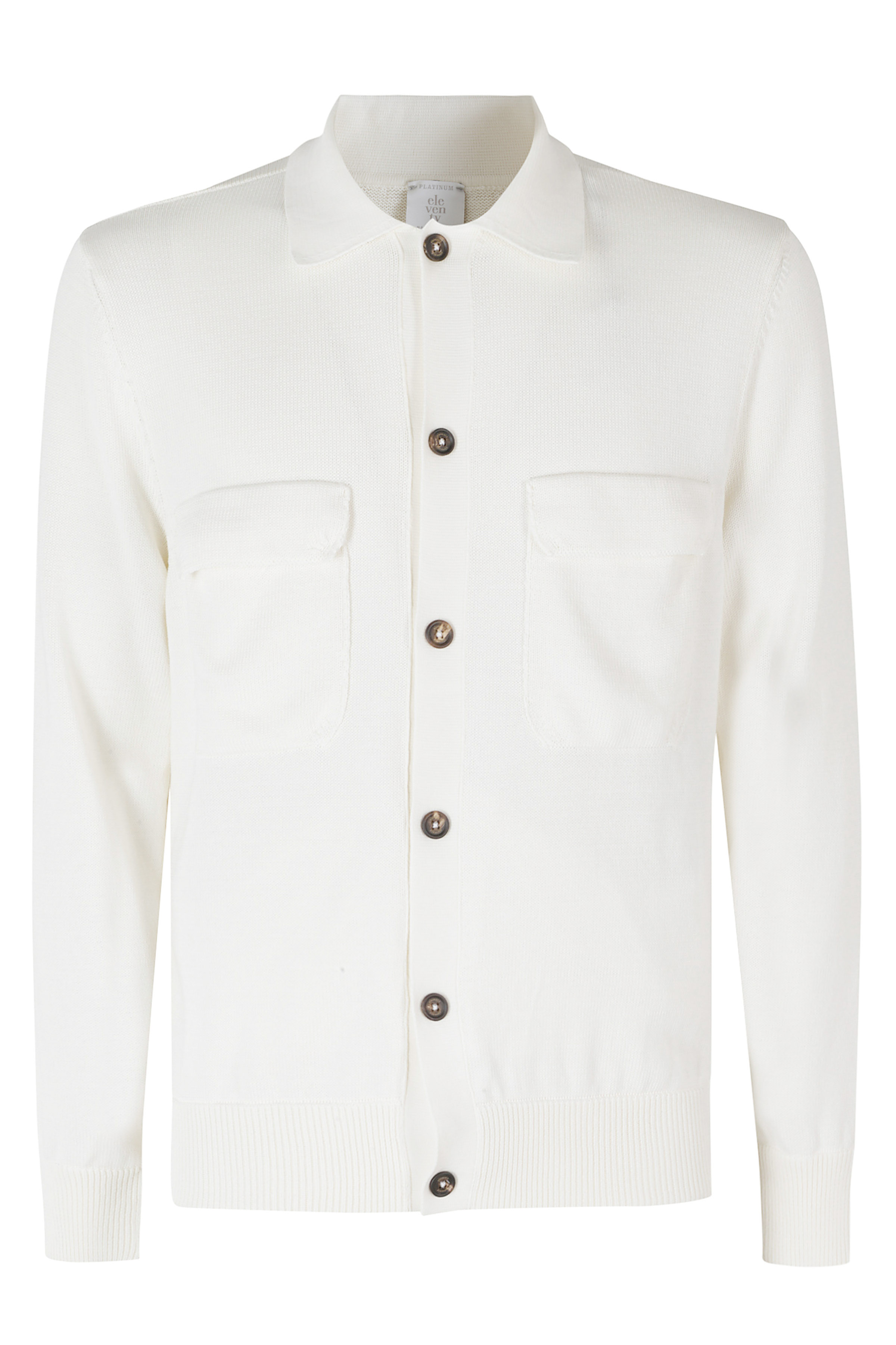 Eleventy Men's White Maglia Giubbino Due Tasche Cotone