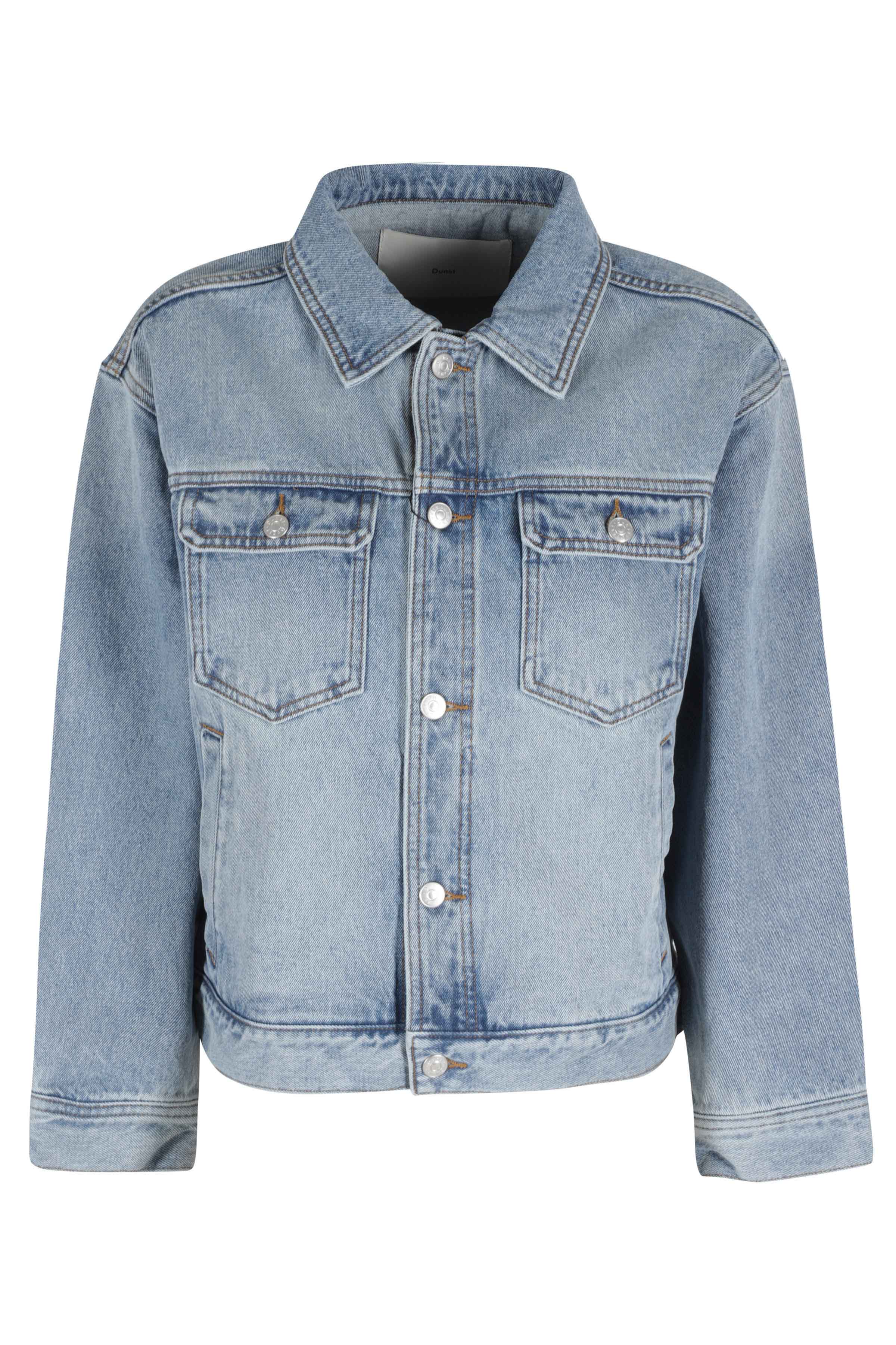 Dunst Women's Blue Denim Trucker Jacket Cotone Giubbotto