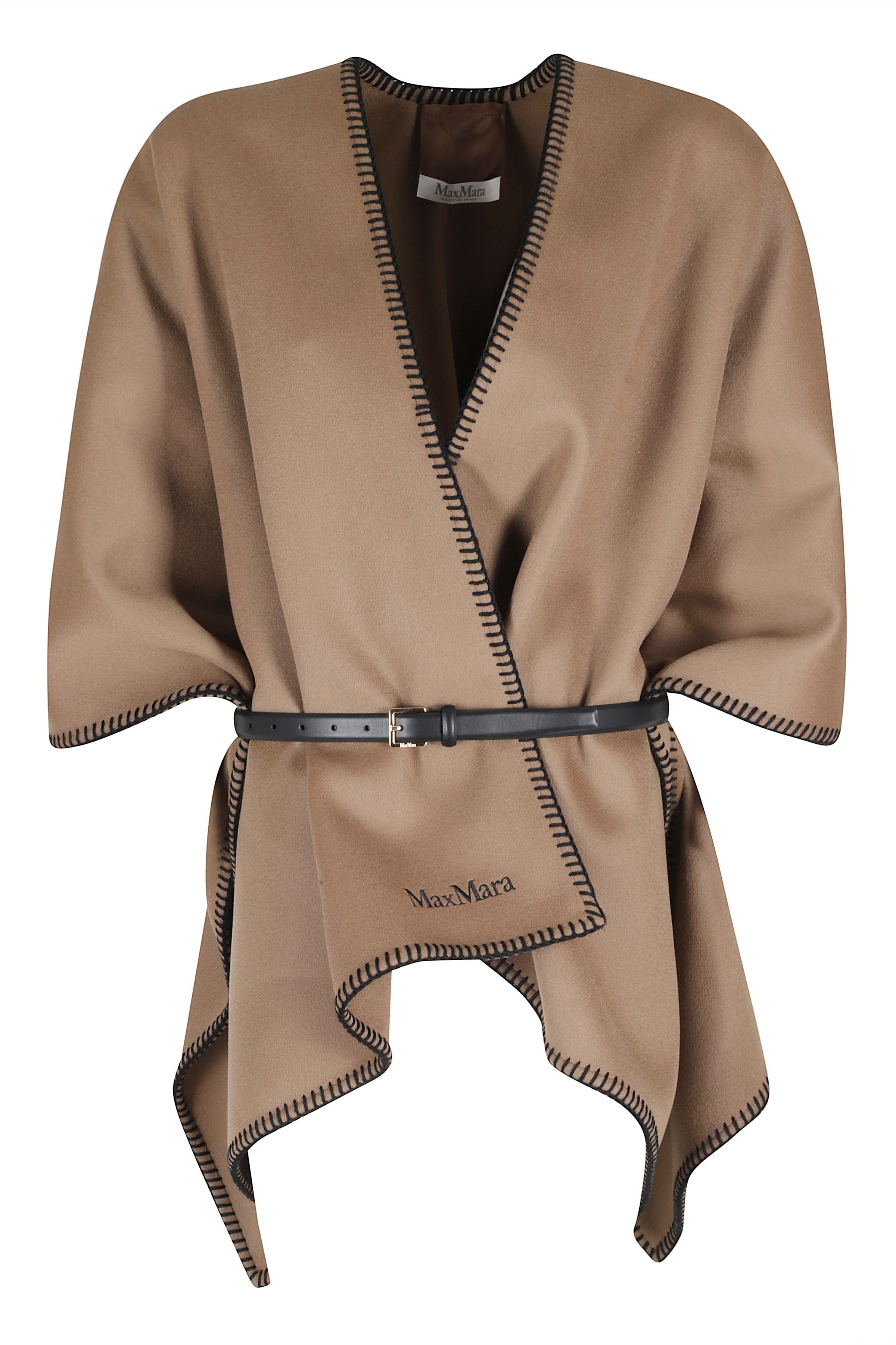 Max Mara Women's Brown Colomba Lana Vergine Pelle Cappotto