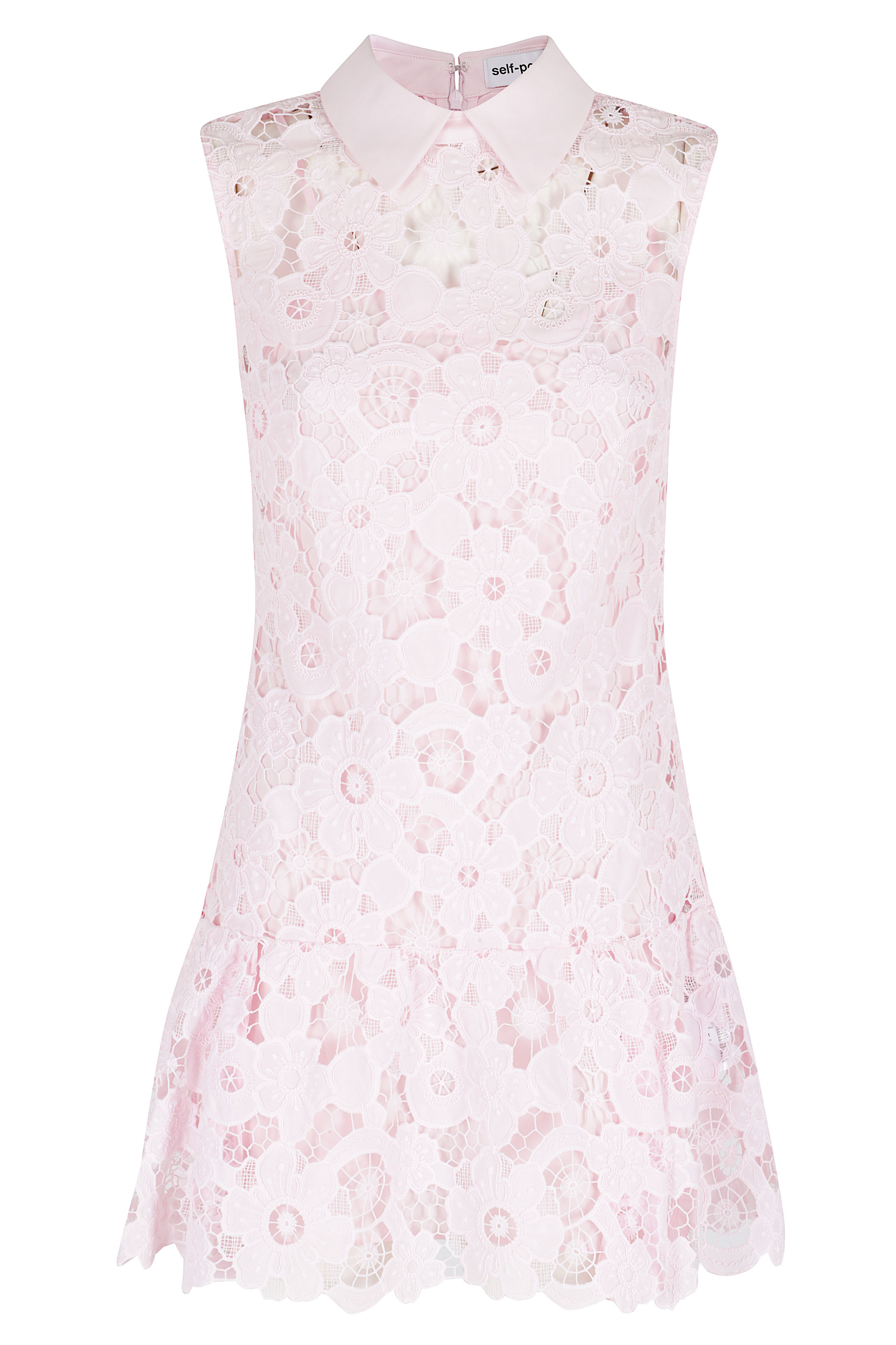 Self- Portrait Women's Pink & Purple Lace Collared Mini Dress Poliammide Abito