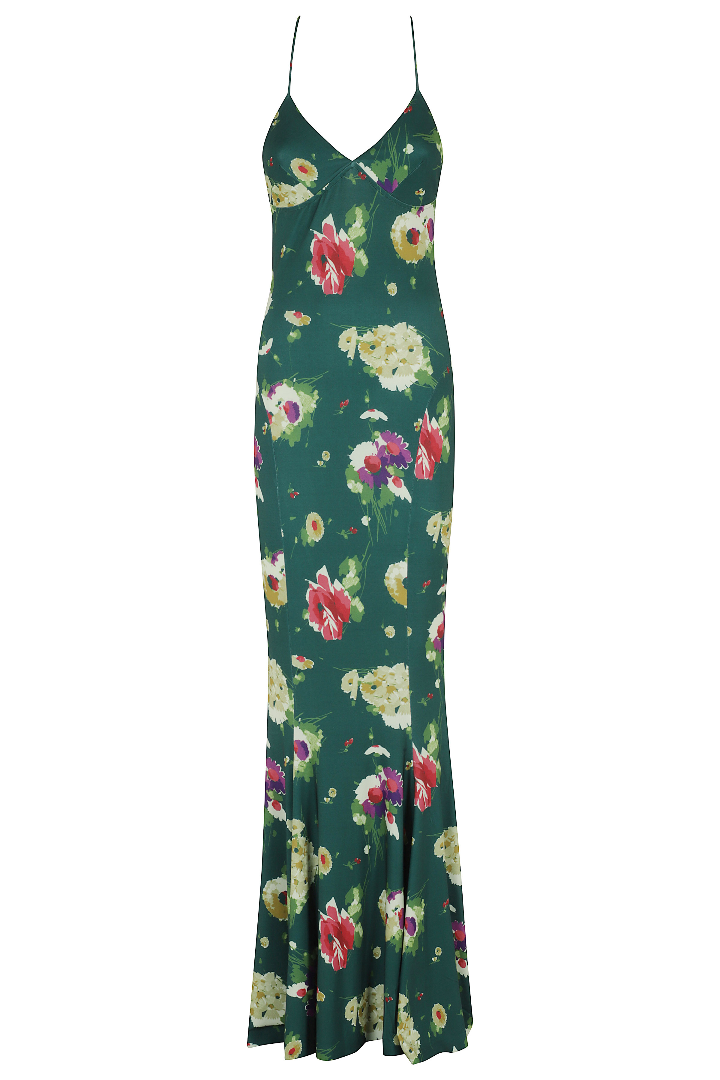 Norma Kamali Women's Green Low Back Slip Fishtail Gown Polyester Elastane Abito