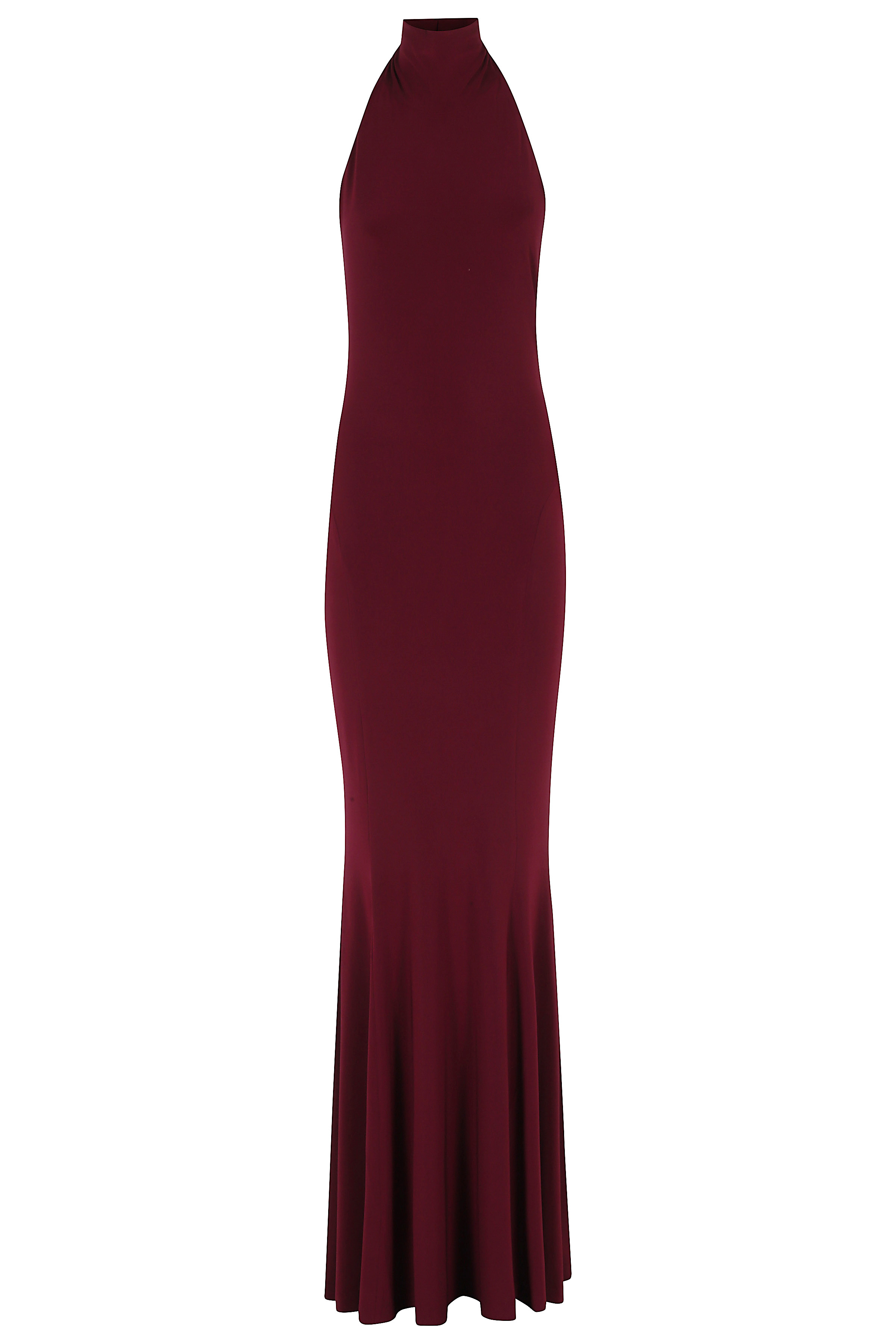 Norma Kamali Women's Red Halter Turtle Fishtail Gown Polyester Elastane Abito
