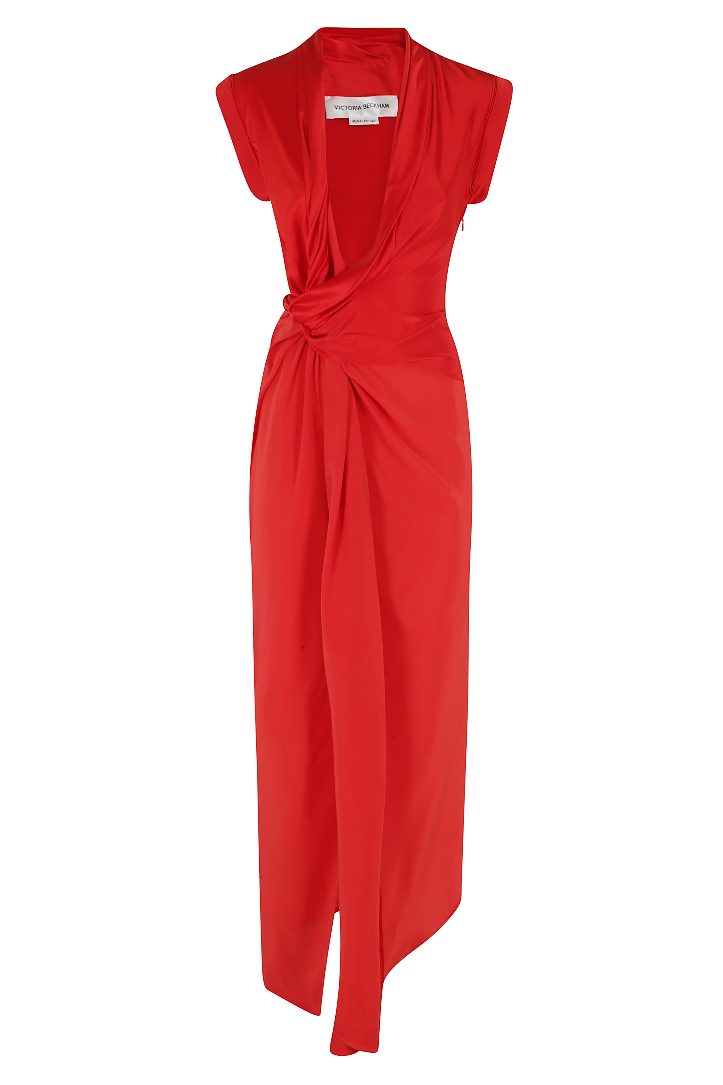 Victoria Beckham Women's Red Asymmetric Twist Detail Dress Viscosa Elastane Abito