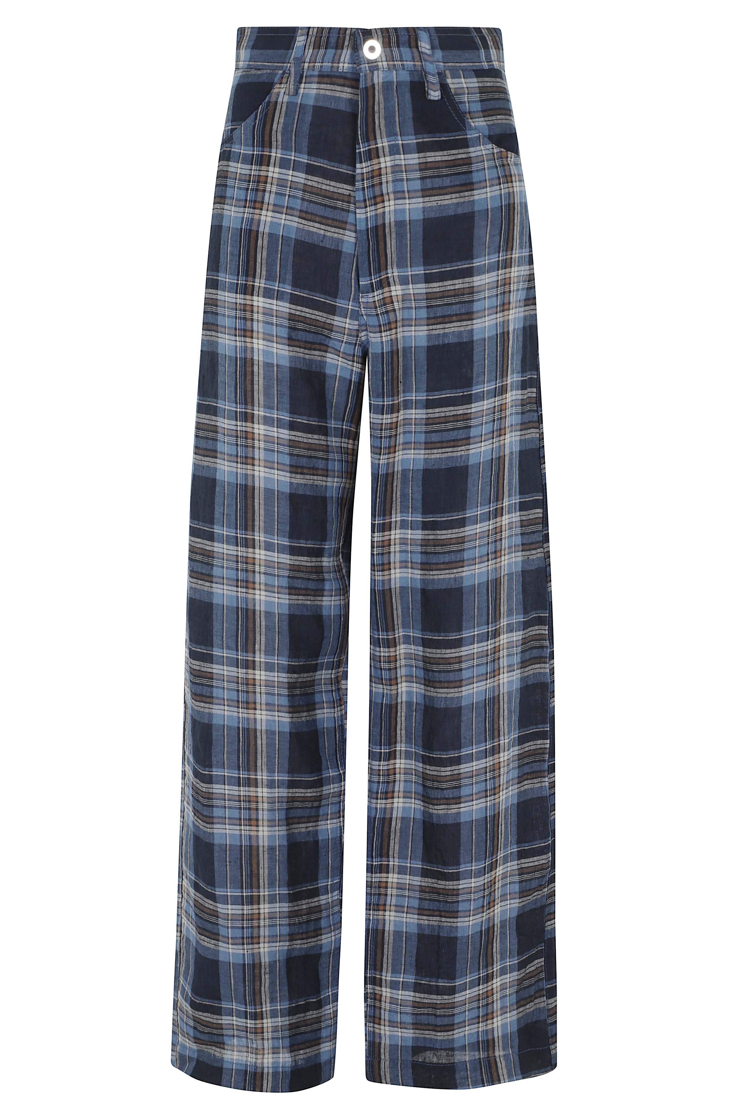 Marbell Women's Blue Courtney Pant Check 1: Lino Tessuto 2: Cotone Pantaloni
