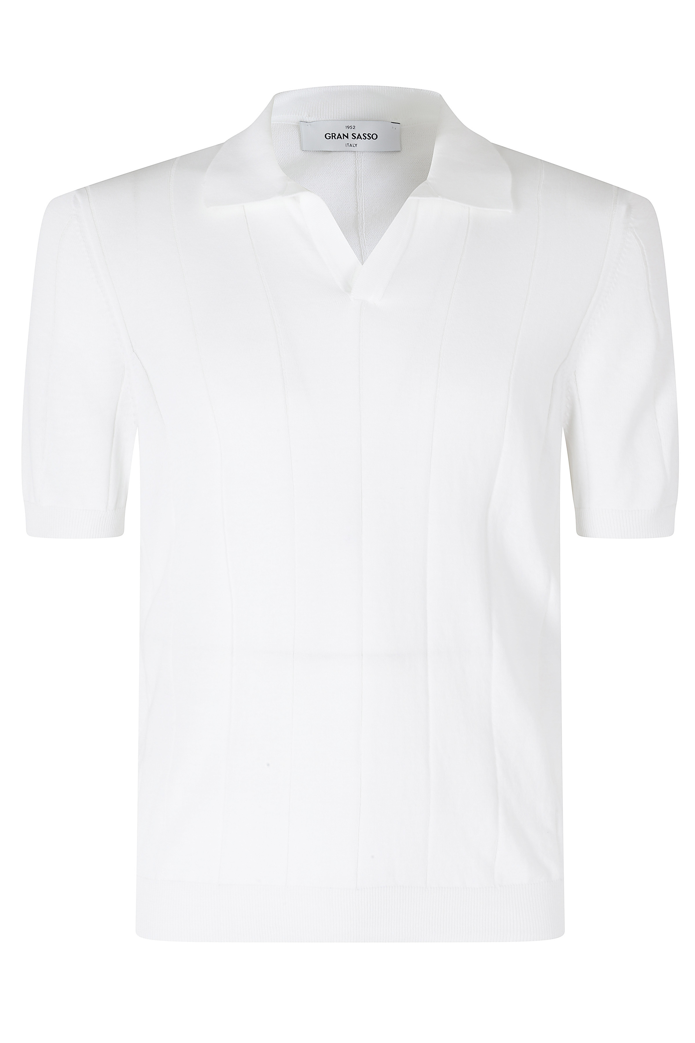 Gran Sasso Men's White Polo Maglia Skipper Cotone Cucitura Veticali