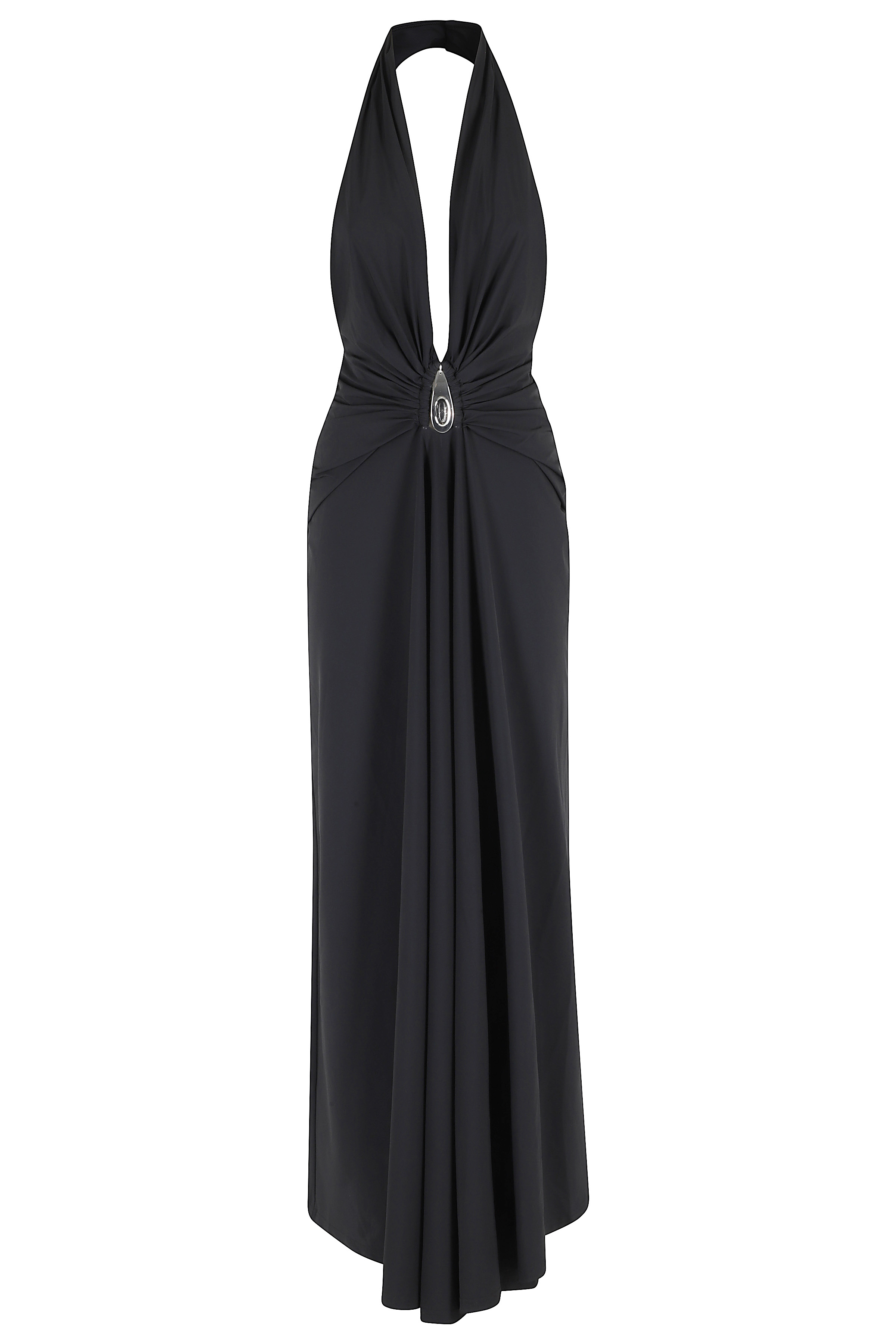 Christopher Esber Women's Black Crystal Pendant Ruched Lycra Halter Dress Polyamide Elastane Abito