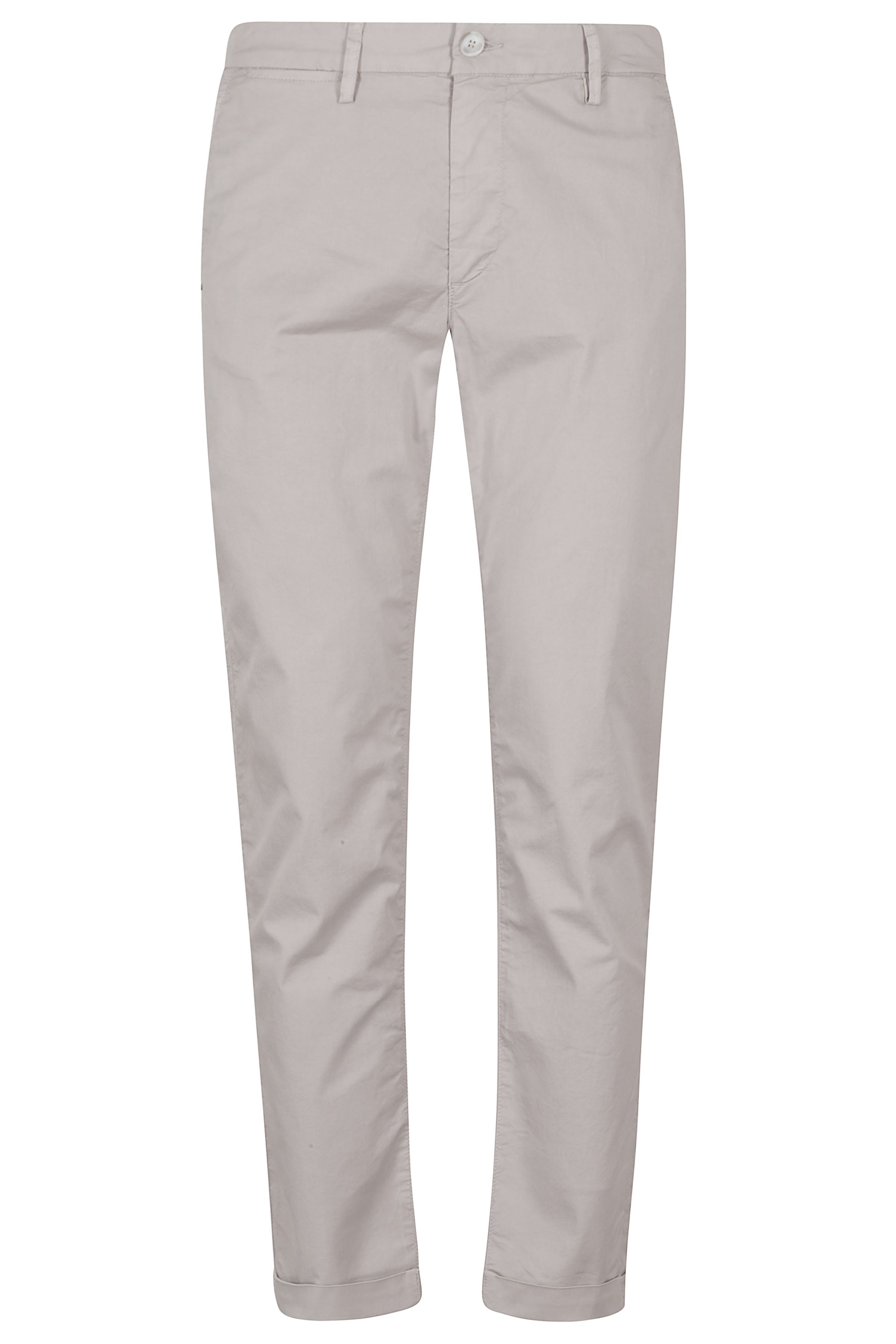 Re-Hash Men's Grey Mucha Chinos Con Risvolto Cotone Elastan Pantaloni