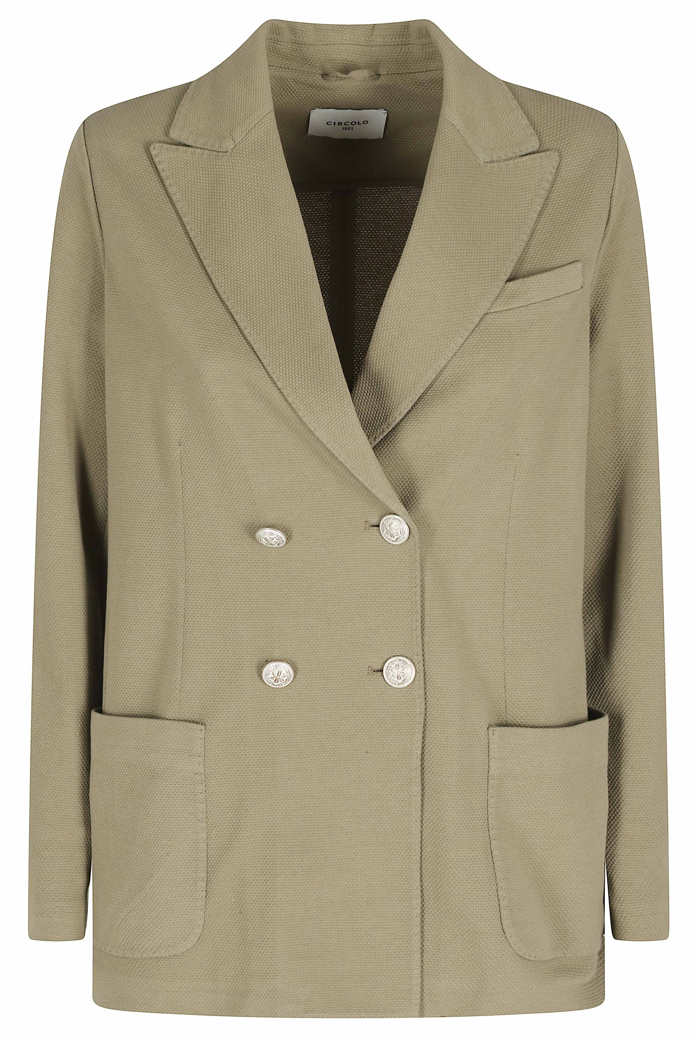 Circolo 1901 Women's Green Double Breasted Cotone Elastane Blazer
