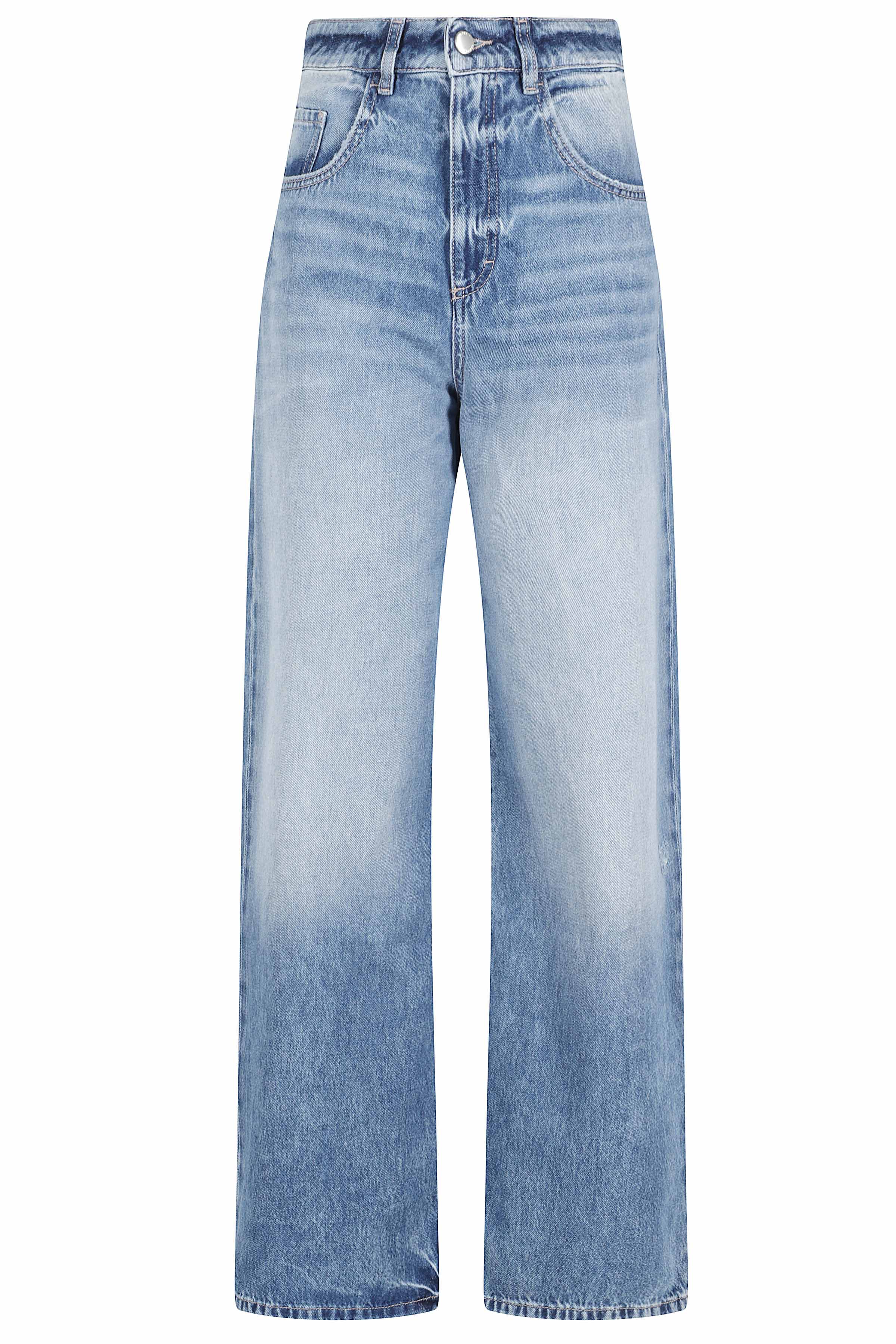 Icon Denim Blue Five-pocket Jeans With Logo Patch On The Back In Denim For Women