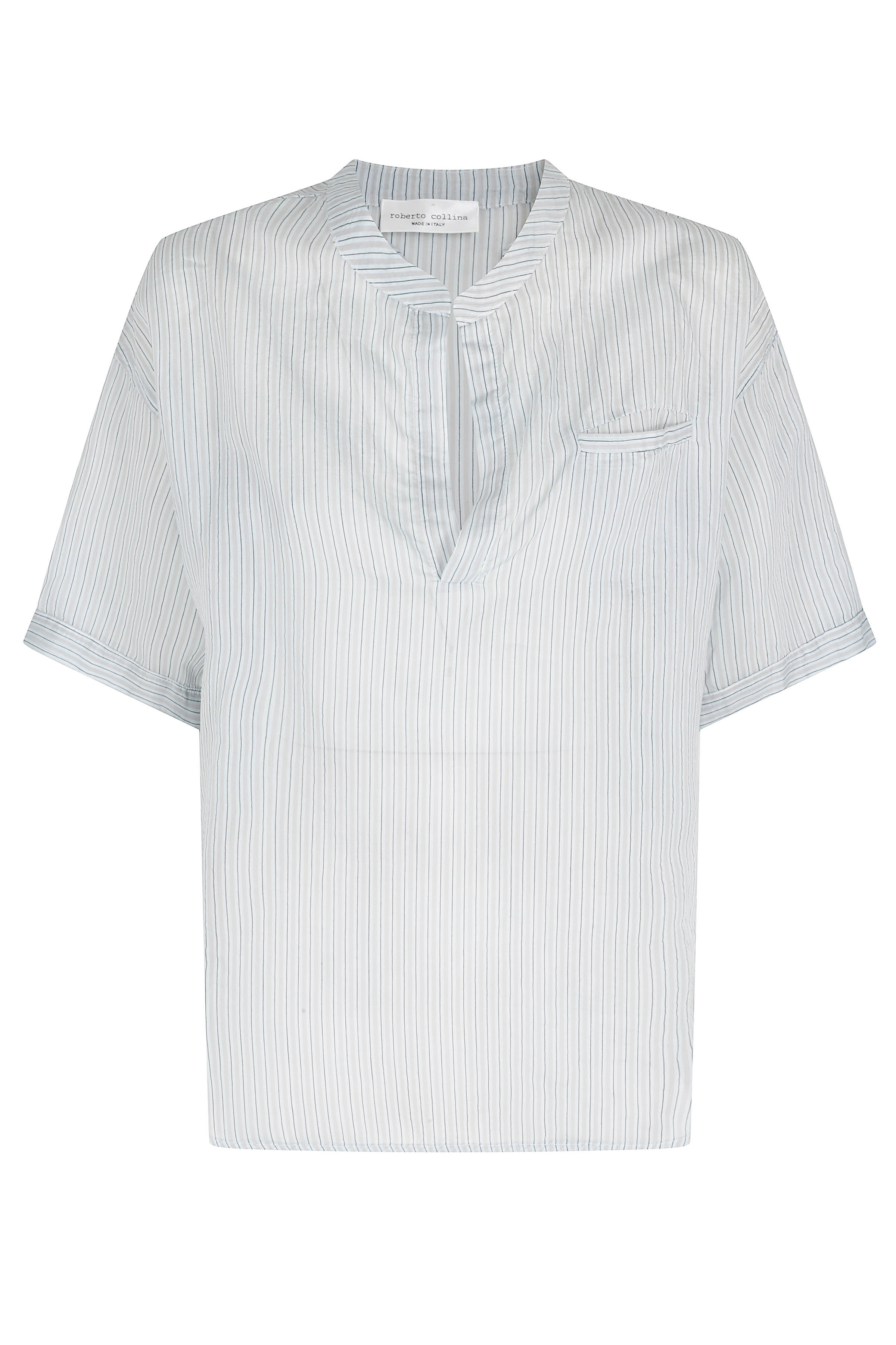 Roberto Collina Women's Blue Serafino Mc Cotone Seta Camicia