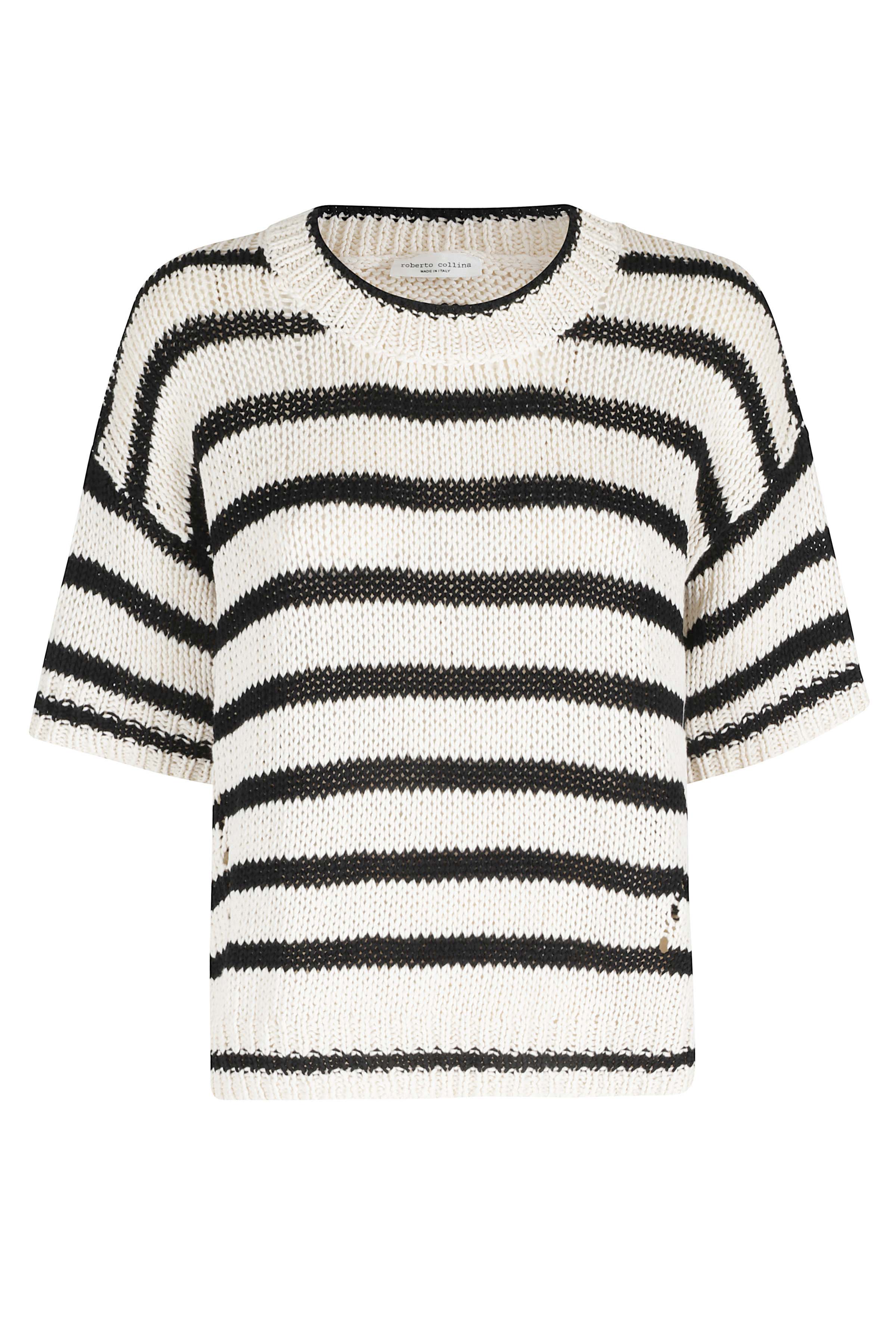 Roberto Collina Women's Nude & Neutrals Girocollo Mc Riga Cotone Maglia