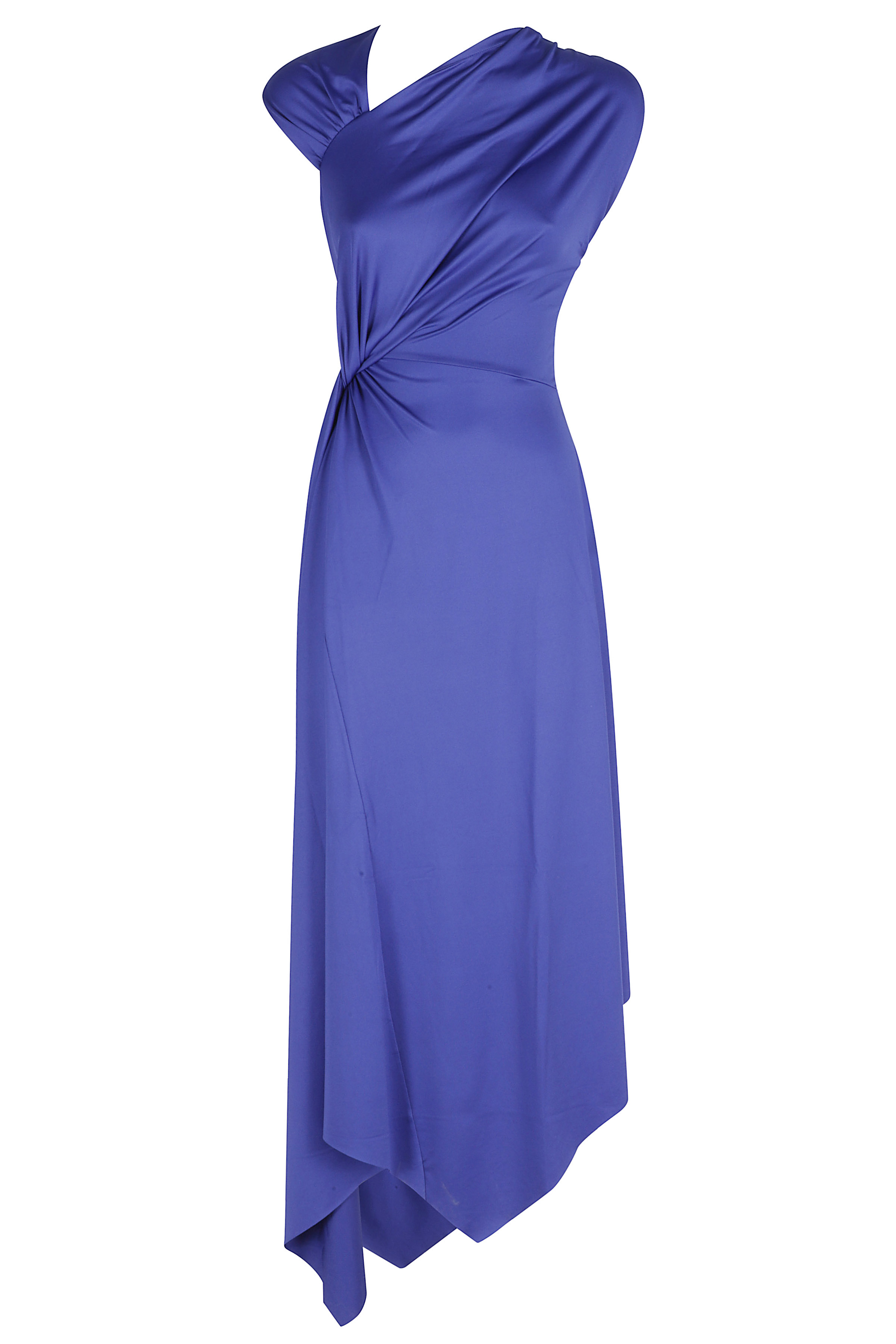 Victoria Beckham Women's Blue Asymmetric Midi Dress Polyester Elastane Abito