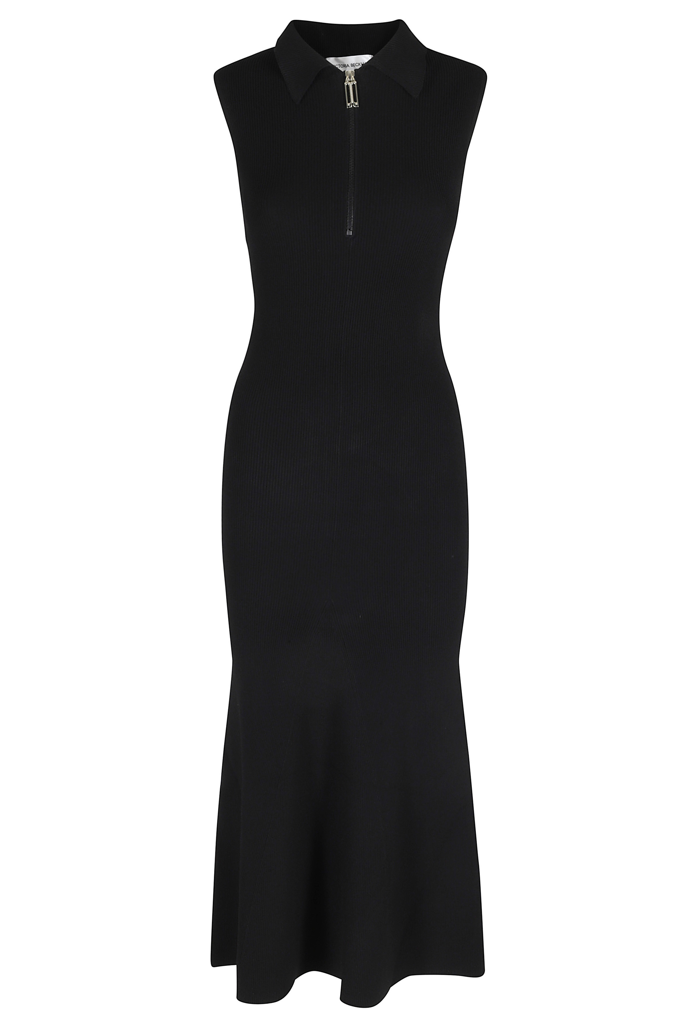 Victoria Beckham Women's Black Sleeveless Zip Dress Viscose Nylon Elastane Abito