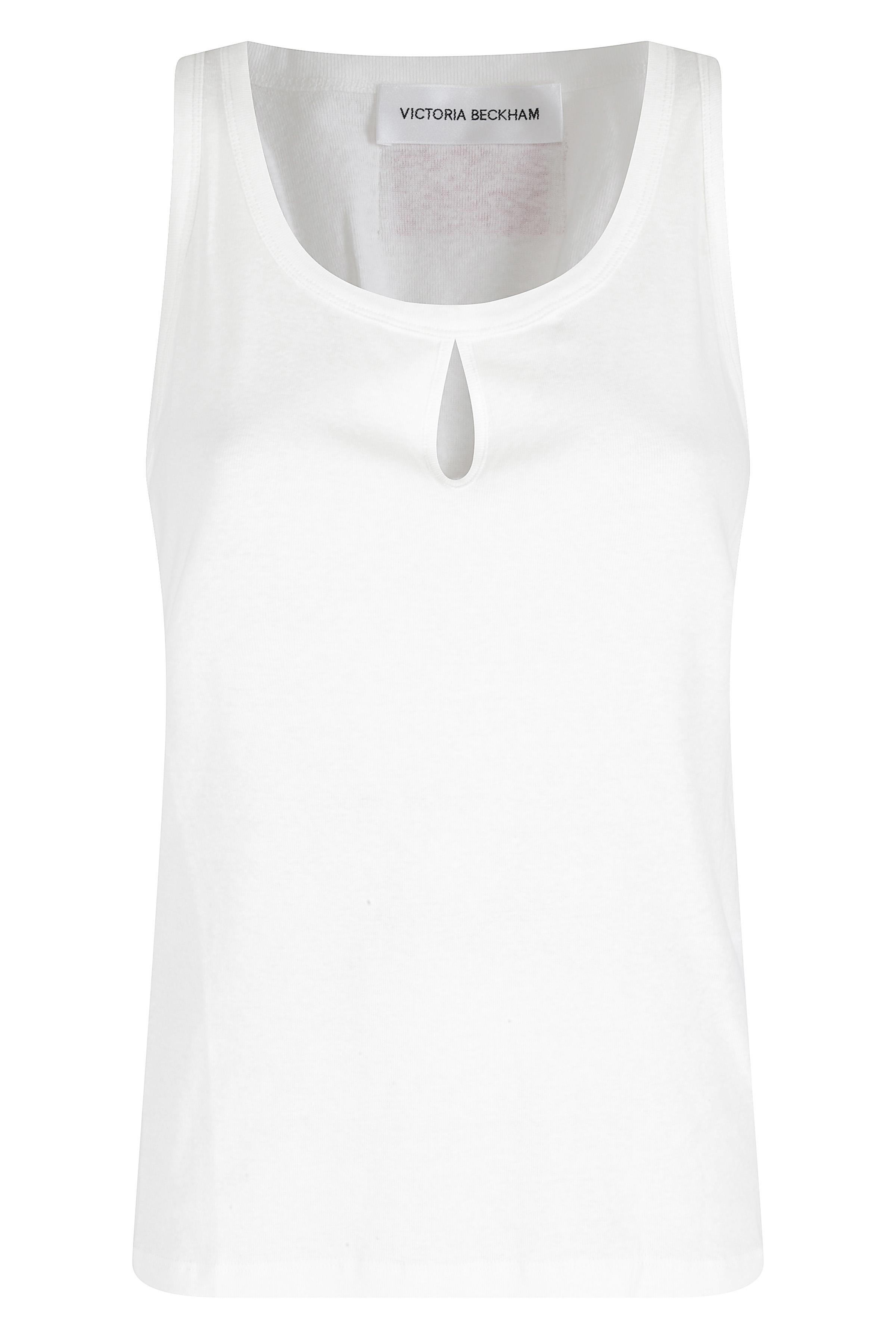 Victoria Beckham Women's White Split Tank Top Cotton Linen