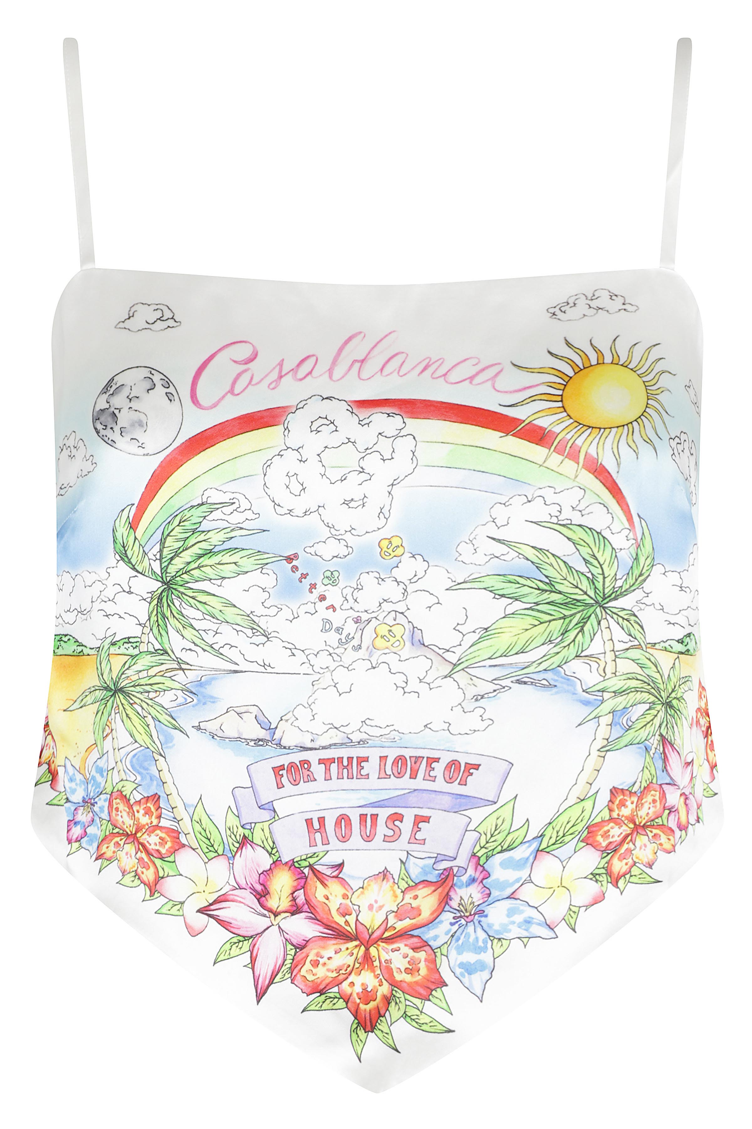 Casablanca Women's White Silk Satin Scarf Top